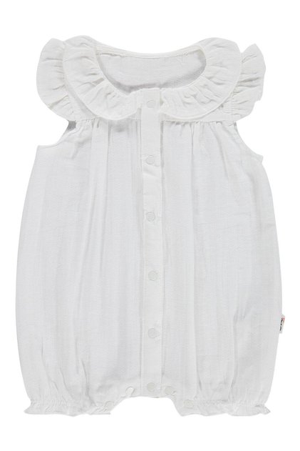 6-18 Months Romper with Ruffles on Sleeves and Collar - White