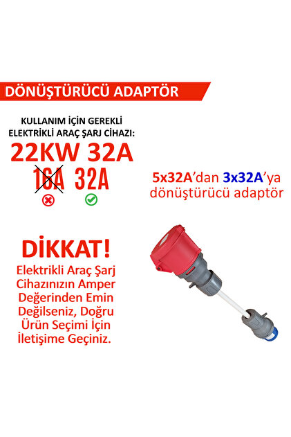 hgsşarj 5X32A Priz(Kapaklı), 3X32A Fiş Dönüştürücü Adaptör. 3x6