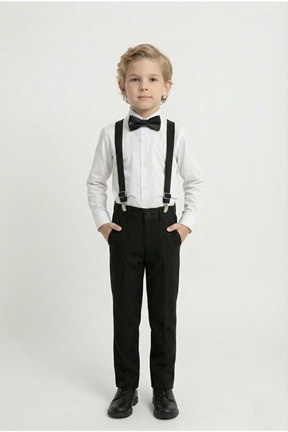 Boy's Suit with White Shirt M00787 Black
