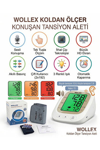 WOLLEX Koldan Ölçer Türkçe Seslendirme Tansiyon Aleti - Fiyatı