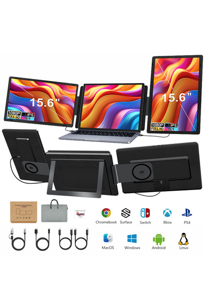 Φορητή Επεκτεινόμενη Οθόνη Laptop 15.6 " FHD 1080P HDMI Εξαιρετικά Λεπτή Plug & Play για PC, Mac, Κονσόλα