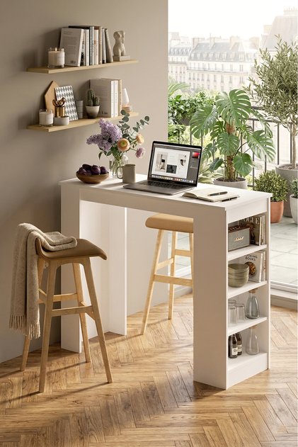 Style Bar Masası Ada Mutfak Yemek Masası Beyaz St1-w