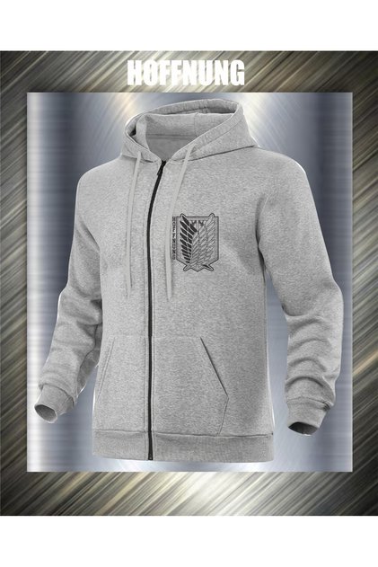 Unisex Zipper Hoodie on Attack Eagle Pattern Oversize Cardigan