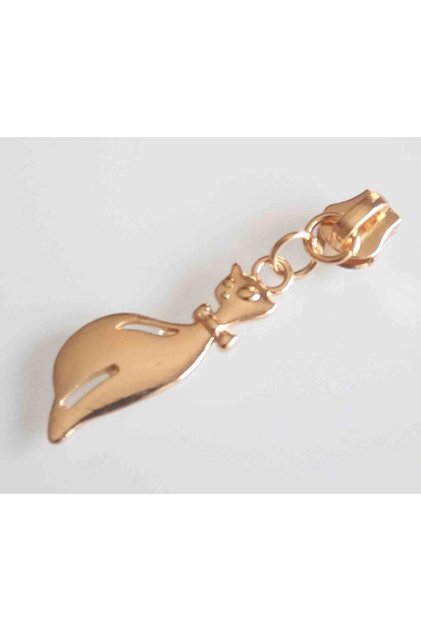 Gold Fermuar Başı Kedili