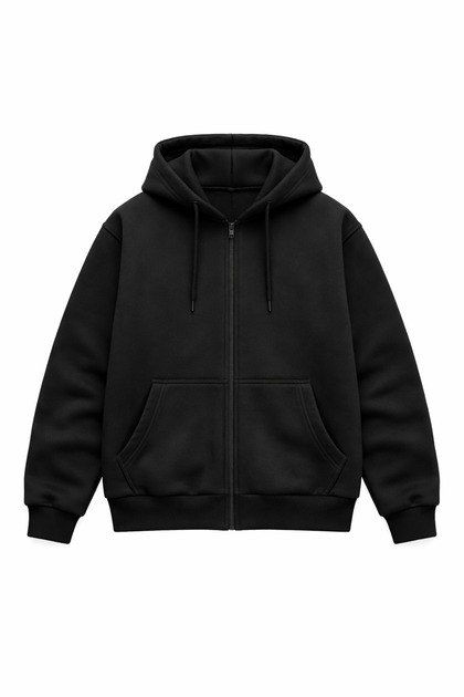 YA−MAN★HRF-3 CLIPMAN Erkek Slim Fit Örgü 3 İplik Fermuarlı Polar Hırka Siyah