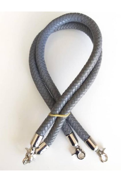 Silver Metal Gray Knitted Bag - Handle