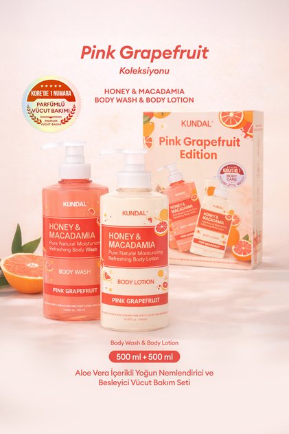 Nemlendirici Vücut Bakım Seti Honey&Macadamia Pure Body Wash+Lotion–Pink Grapefruit Edition