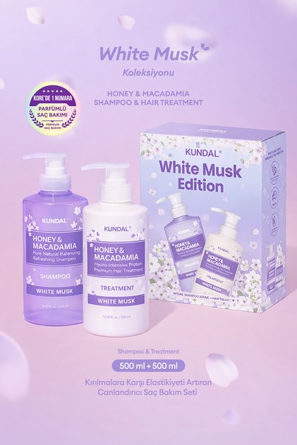 Canlandırıcı Saç Bakım Seti Honey & Macadamia Nature Shampoo+Treatment-White Musk Edition