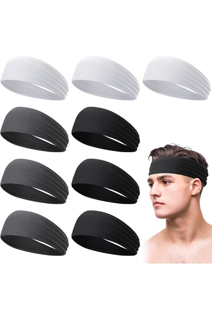 9 Pcs Sports Headbands for Men & Women,Sweat-Absorbing Workout Band,Camo Design for Basketball,Running,and Yoga,12cm x 25cm Wide Hair Band