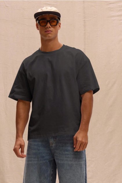 Men's 100% Organic Cotton Thick Textured Comfort Fit Crew Neck T-Shirt