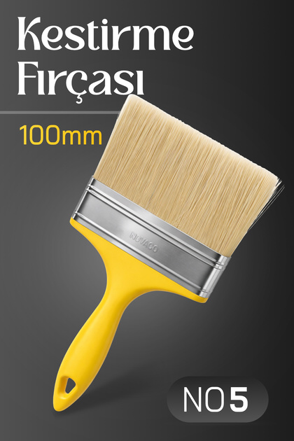 No:5 Sarı Saplı Kestirme Boya Fırçası Boya Badana Kestirme Fırçası 100 mm 4 inc Fırça