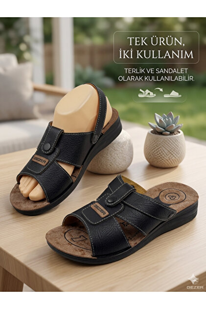 Adjustable men's 4-point comfort slippers & sandals
