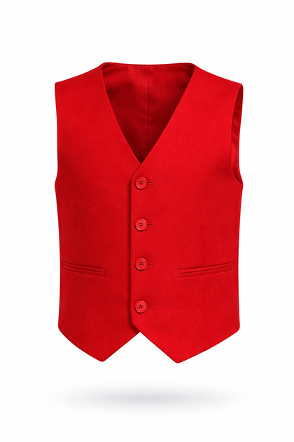 Boys' Red Vest with Buttons Classic Model – School and Holiday Event Vest Ages 5-13