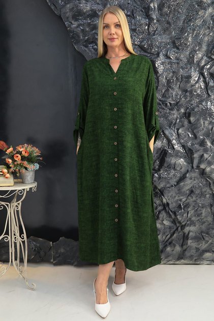 Women's Viscose Pocketed Buttoned Shirt Dress