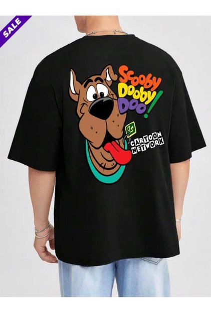 Cartoon Dog Printed Oversize Unisex T-Shirt - Back Print Streetwear 100% Cotton