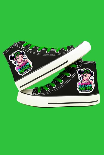 K-Pop Demon Hunter Huntrix Girls' Printed Linen Sports Shoes Sneaker