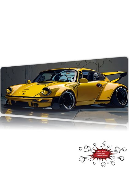 Araba Modelleri Golden Outlaw Drive Gaming Oyuncu XL Mouse Pad Mousepad 90X40 cm 4MM Dikişli Model