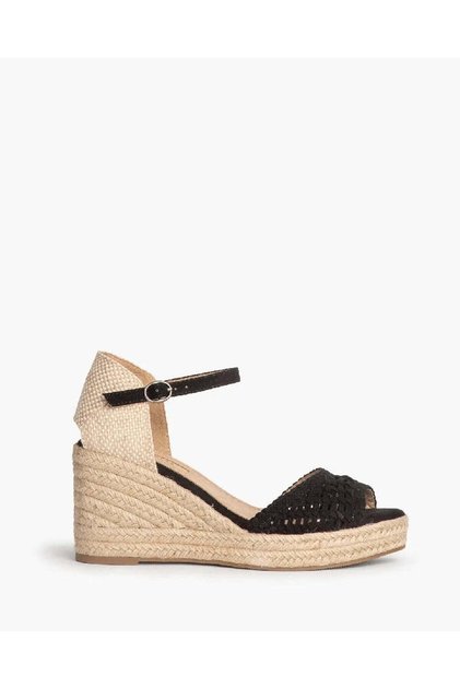OPEN TOE WEDGE SANDALS IN BLACK