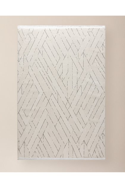 Burcet Halı - Krem/Gri - 80x300 cm