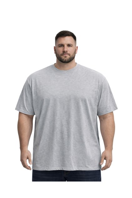 Men's Large Size Melange Grey Basic Short Sleeve T-Shirt 3Xl-4Xl-5Xl-6Xl-7Xl-8Xl