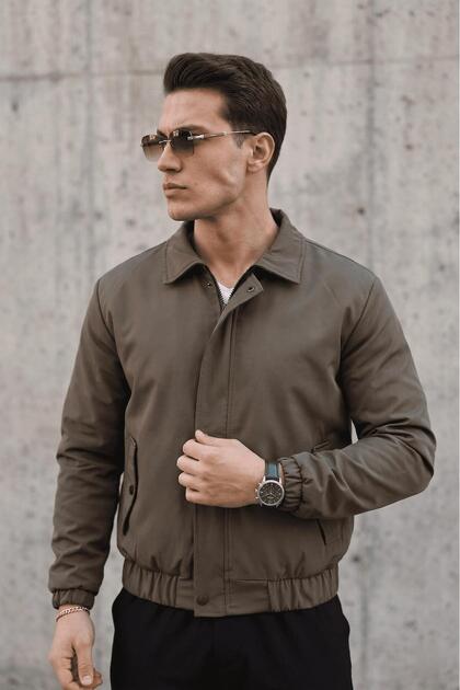 Muxi Slim Fit Zippered and Snap-Protected Lined Waterproof Men's Seasonal Bomber Jacket