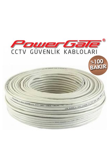 Powergate Via 100Mt, 2+1 (2X0.22+0.22) 100% Copper, Cctv Security Cable