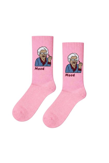 Grandma Mood Desenli Pembe Tenis Çorap