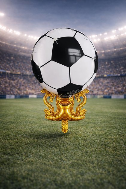 Soccer Ball Foil Balloon with Gold Stand Party Decoration Birthday Football Themed Balloon Decor 76-71 cm