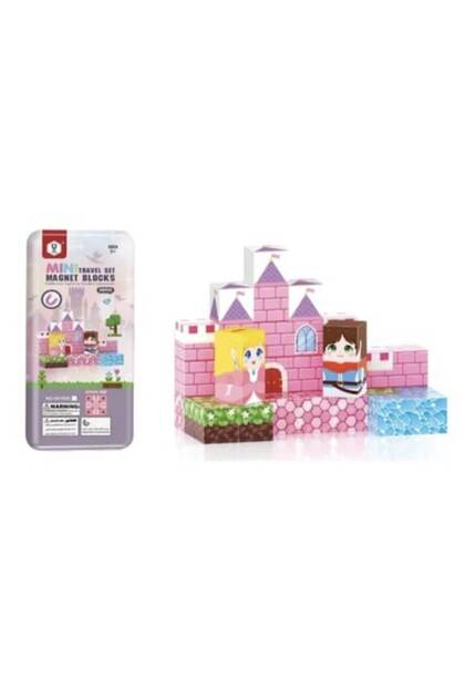 Blocuri magnetice de construcție, tip Minecraft, Prințese, 38 de piese, Roz/Multicolor