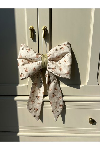 Vintage Cream-Brown Fiber-Filled Bow