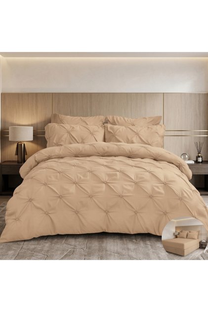 Lenjerie de Pat Premium - 6 Piese, cu Pliuri și Nasturi, 230x250 cm, Fără Elastic