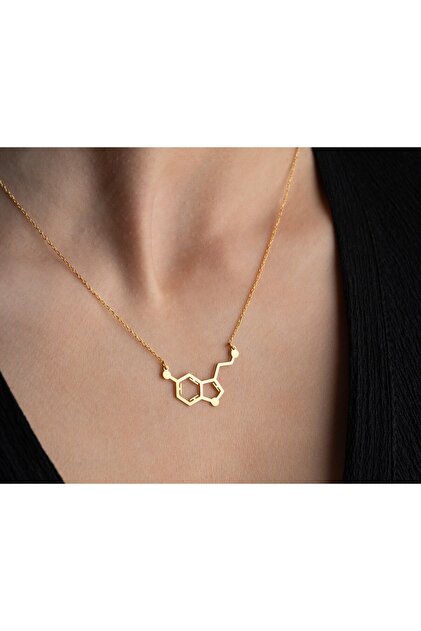 925 Ayar Gümüş Serotonin Kolye – Mutluluk Molekülü Tasarımı
