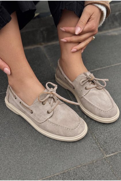 Pantofi Oxford pentru damă Morin, din piele de căprioară de nurcă