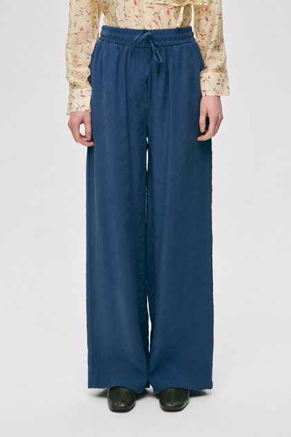 Women's Solid Color Palazzo Trousers with Elastic Waist