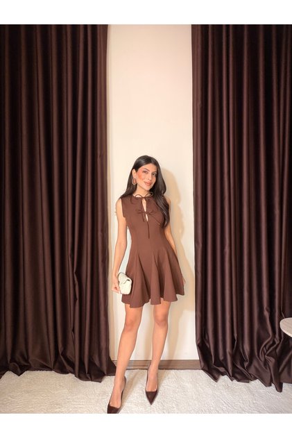 Women's Flounce Bow Detailed Mini Dress