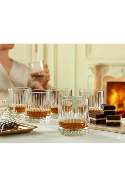 Set of 6 Luxury Crystal-Based Soft Drink Glasses Glass Cup Striped Modern Whiskey Glass Water Glass