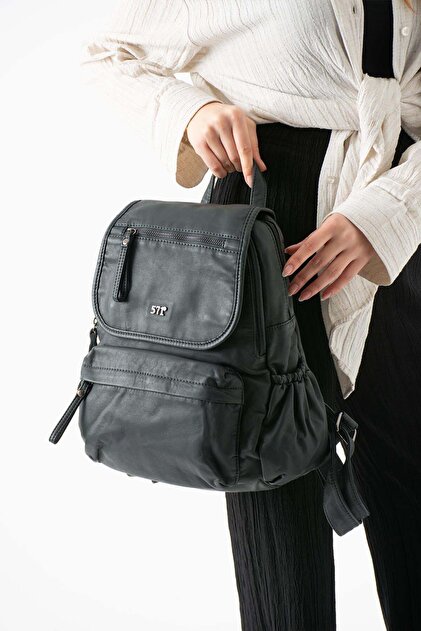 Washed Leather Backpack Navy Blue Model: (571-14-11m)