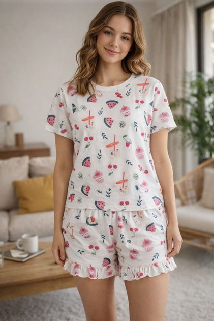 Allie Fruit Pamuklu Şort Pijama Takımı
