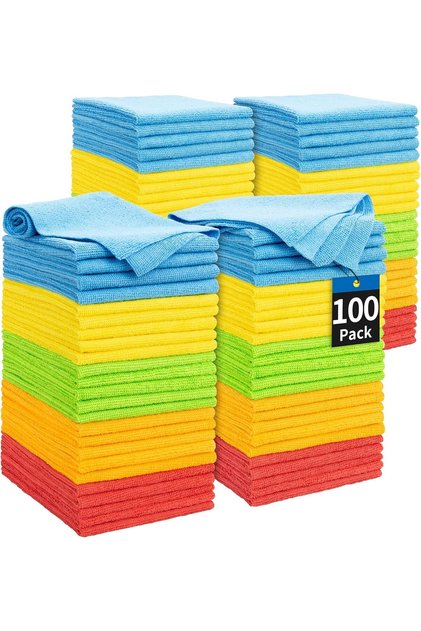 Markhor 100-Piece Microfiber Cleaning Cloths, Cleaning Rags, Multi-Purpose Cloth for Car, Shop, Home