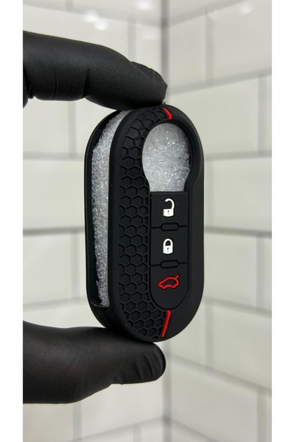 Fiat Doblo Ducato Fiorino Punto 500L Bravo Honeycomb Patterned Silicone Key Protection Case Red