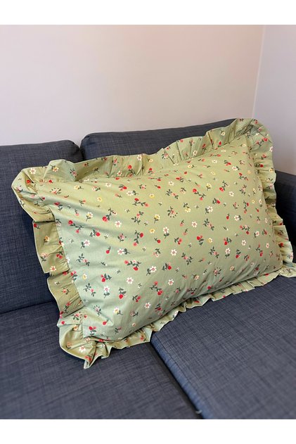 100% Cotton Green Flower Design Pillowcase (1 Piece)