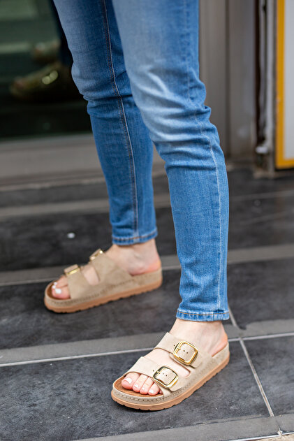 Mammamia 01850 EREN SHOES&BAG Gerçek Deri İki Bantlı Tokalı Hafif