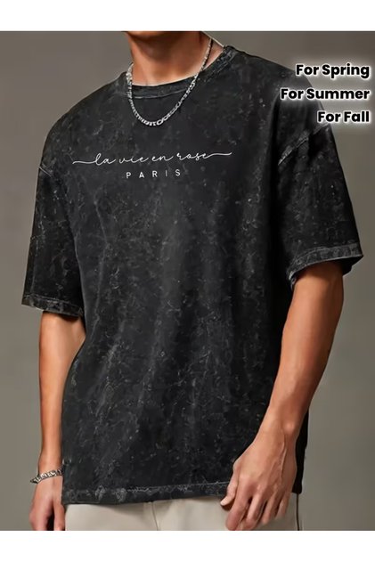 Street Style Retro Acid Wash Gray T-Shirt - Loose Fit Stonewashed Unisex Top