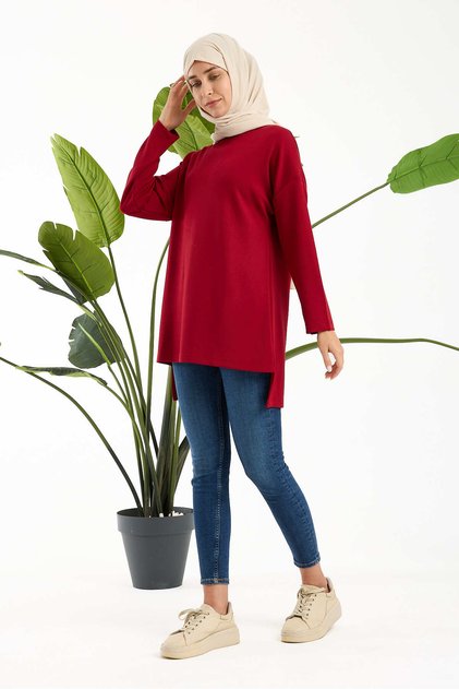 Women's Premium Modal Fabric Oversized Tunic – Soft-Textured Relaxed Fit Casual Hijab Top