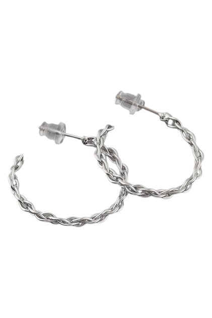 Twirl Hoop Earrings Women Stainless Steel Silver Color Stylish Minimal Daily Earrings