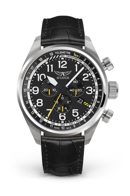 V.2.25.0.169.4 45 mm Men's Wristwatch with Black Leather Strap Sapphire Glass 10 Atm Water Resistant