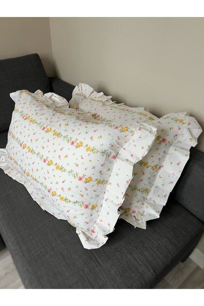 2-Pack 100% Cotton Summer Season Ruffled Pillowcases