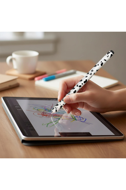 CaseOnn Apple Pencil Pro Kılıf Pastel Benek Desenli Silikon Siyah