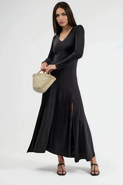 Hiccup Qu Style Double Slit Maxi Dress- Trendyol