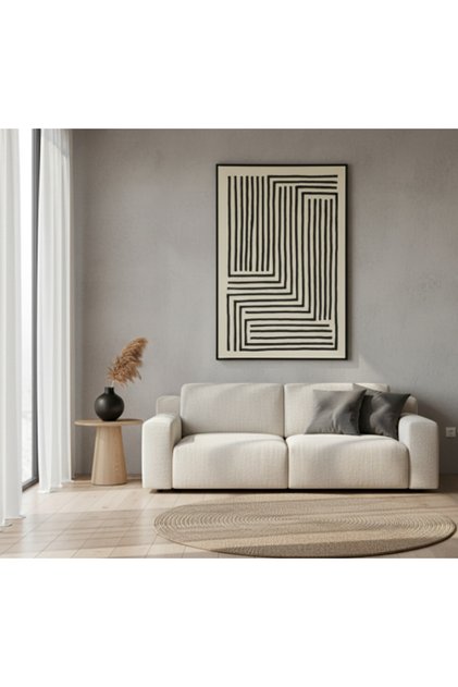 Abstract Wall Art in Beige and Black